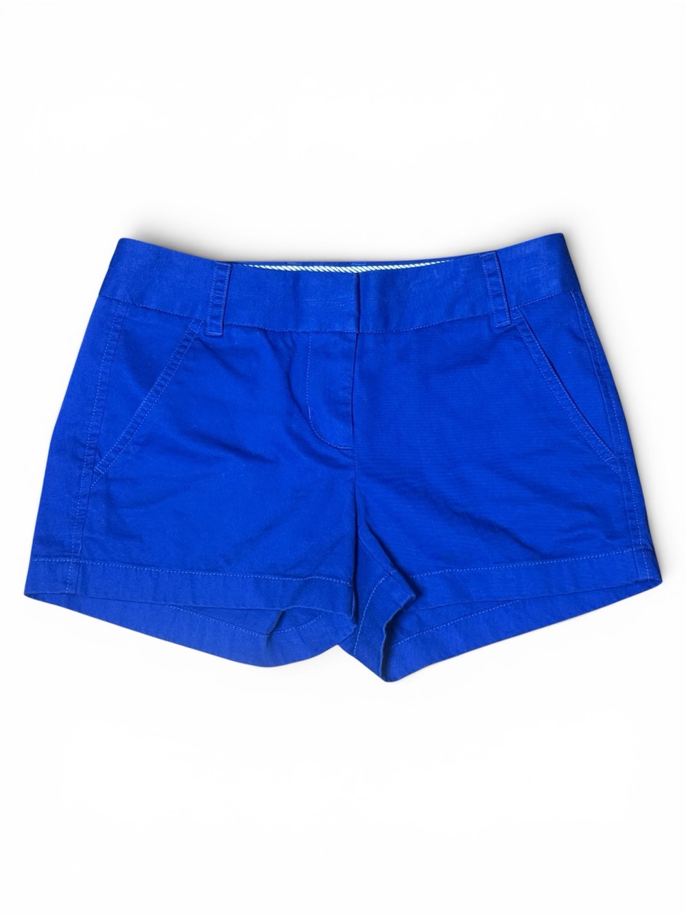 J.Crew Chino Shorts Women’s Size 00 Royal Blue Cotton Flat Front Casual Preppy